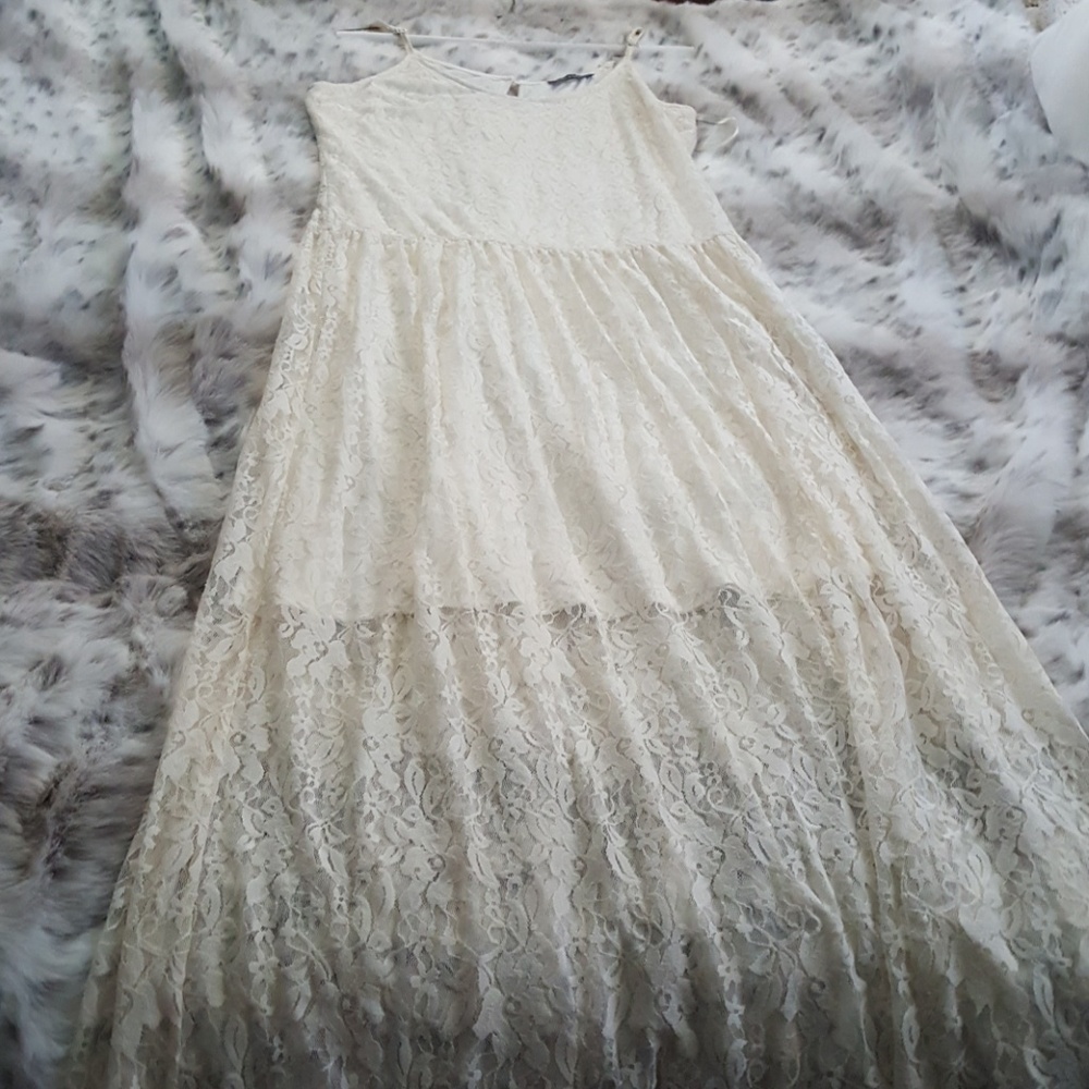 Cream colored lace maxi dress